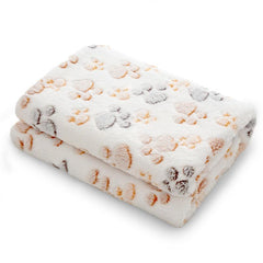 Pet Blanket Paw Print Coral Fleece Thermal Soft Dog Mat