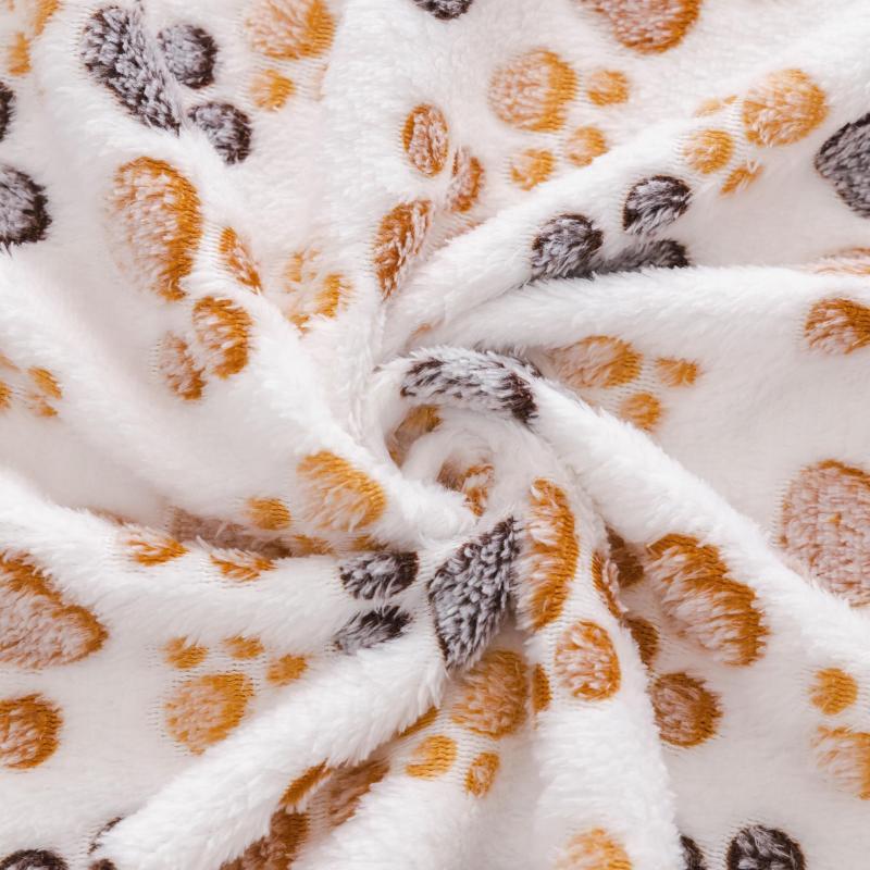 Pet Blanket Paw Print Coral Fleece Thermal Soft Dog Mat