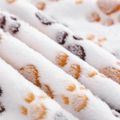 Pet Blanket Paw Print Coral Fleece Thermal Soft Dog Mat