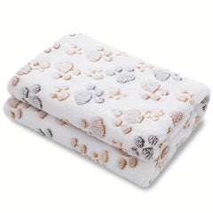 Pet Blanket Paw Print Coral Fleece Thermal Soft Dog Mat