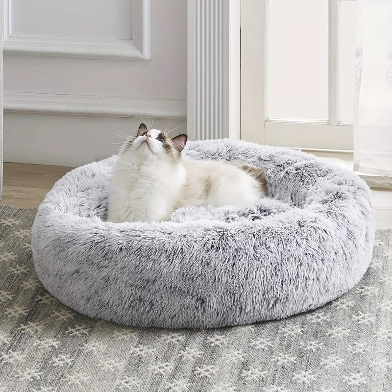 Soft Warm Donut Cat Bed - Calming Cuddler Cat Bed