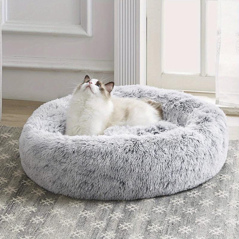 Soft Warm Donut Cat Bed - Calming Cuddler Cat Bed