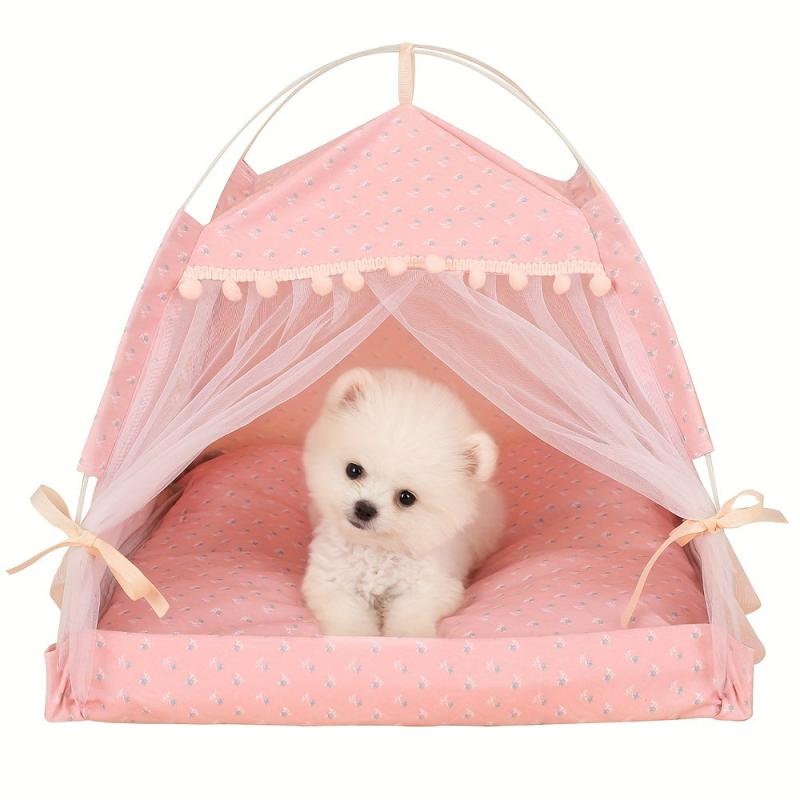 Portable Pet Tent with Cushion for Small Pets