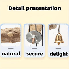 Wooden Bird Parrot Station Pole w/Bell Bird Toy