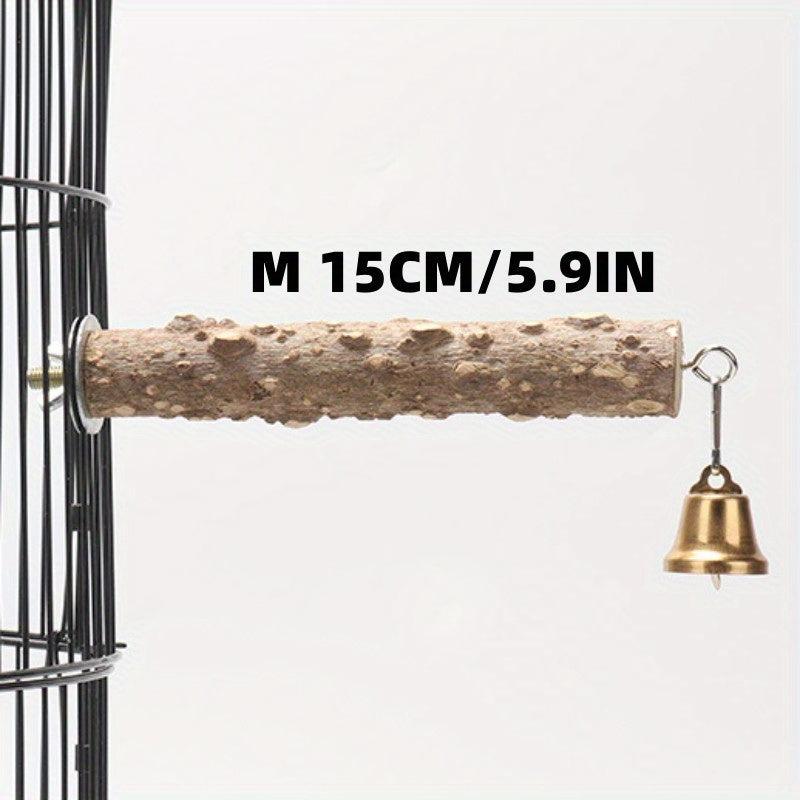 Wooden Bird Parrot Station Pole w/Bell Bird Toy