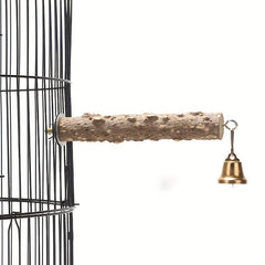 Wooden Bird Parrot Station Pole w/Bell Bird Toy