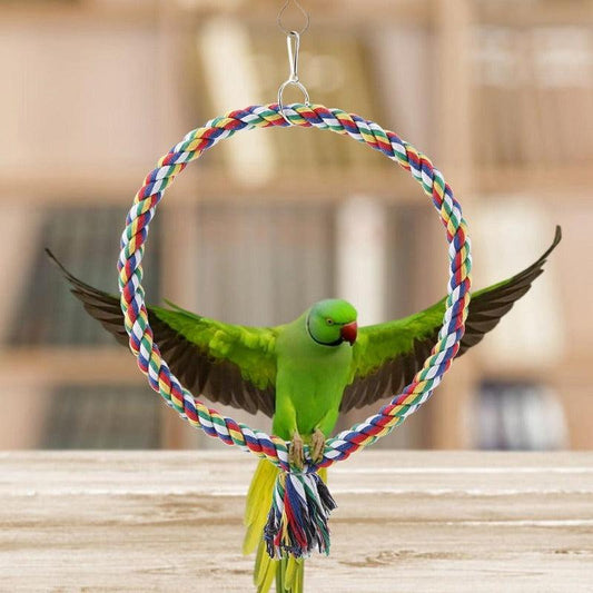 Parrot Circle Ring Rope Perch Stand Bird Toy