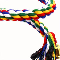 Colorful Climbing Rope Swing Parrot Stand With Bell