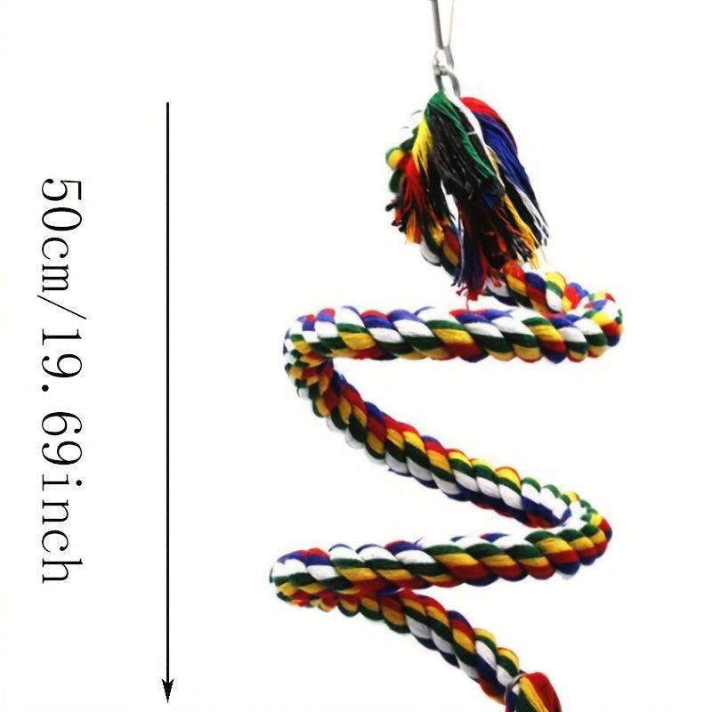Colorful Climbing Rope Swing Parrot Stand With Bell