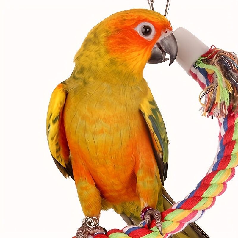 Colorful Climbing Rope Swing Parrot Stand With Bell