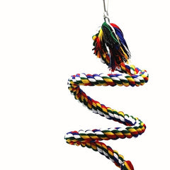 Colorful Climbing Rope Swing Parrot Stand With Bell