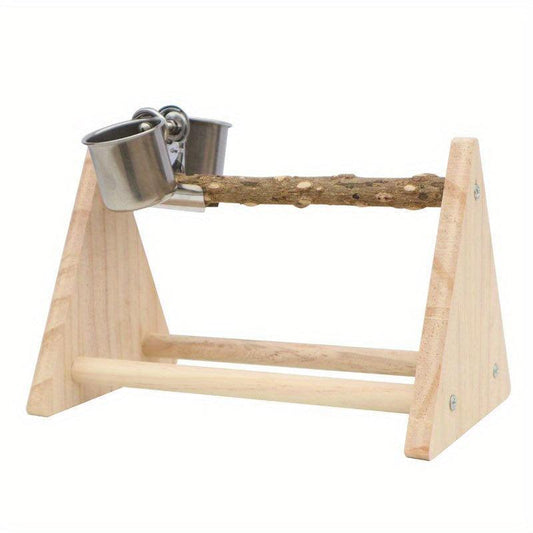 Portable Parrot Playstand Activity Center with Feeding Cups & Clip