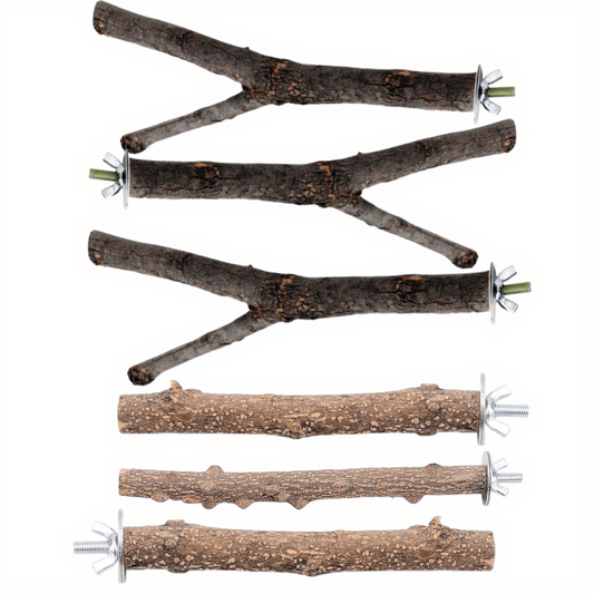 Bird Perch Stands Natural Wood Parrot Perch Bird Cage Accessories Bird Toy