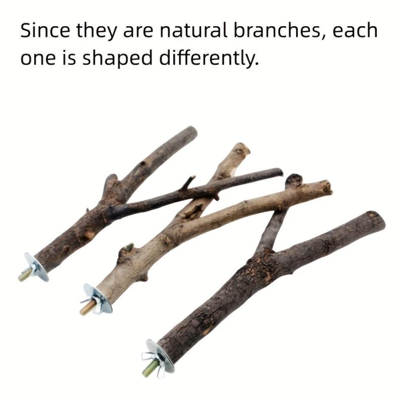 Bird Perch Stands Natural Wood Parrot Perch Bird Cage Accessories Bird Toy