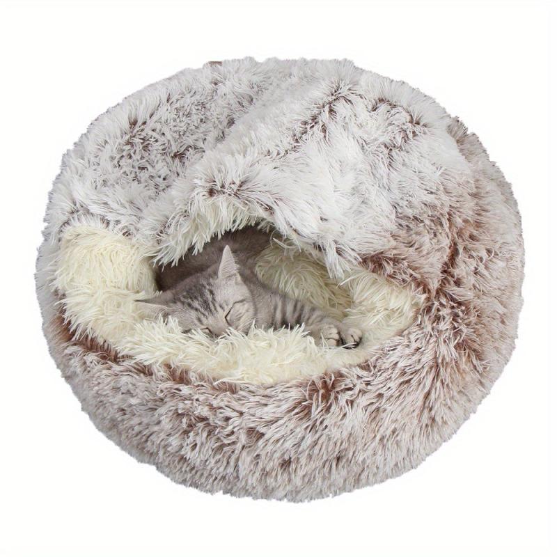 Shell Shaped Cat Nest Plush Cat Cave Bed Non-slip Waterproof Bottom