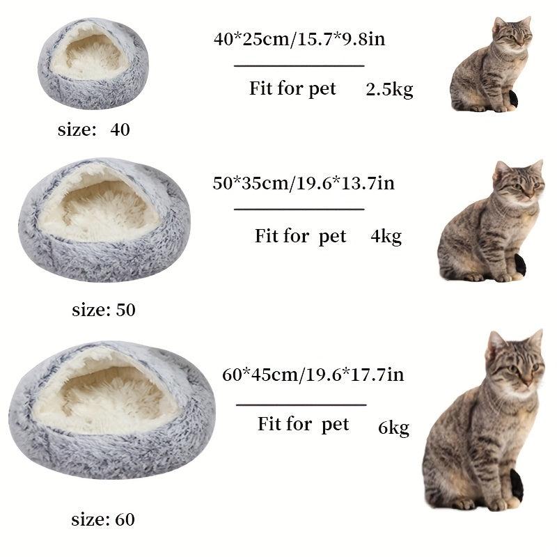 Shell Shaped Cat Nest Plush Cat Cave Bed Non-slip Waterproof Bottom