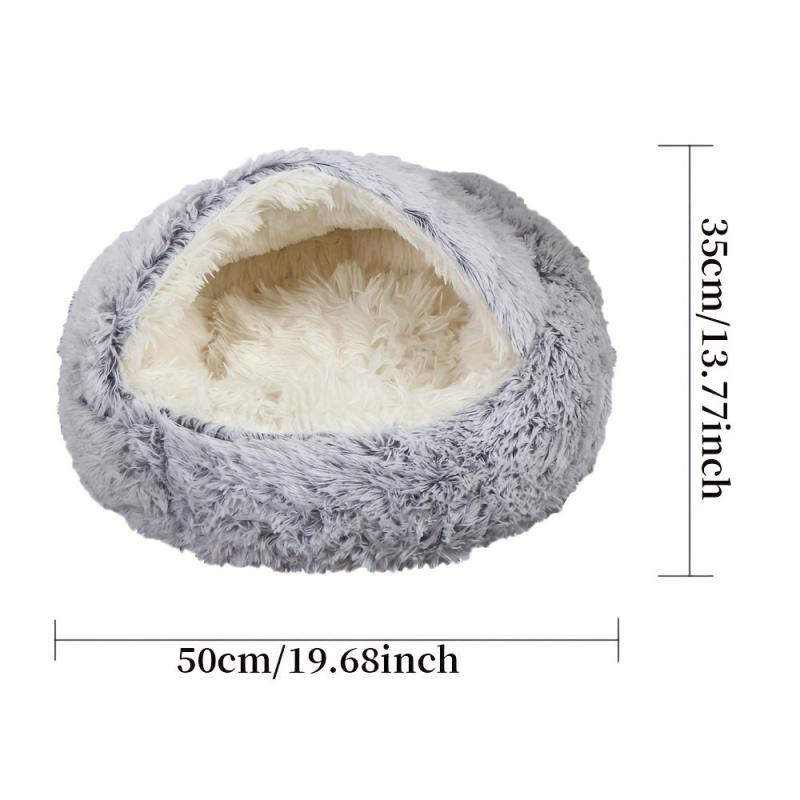 Shell Shaped Cat Nest Plush Cat Cave Bed Non-slip Waterproof Bottom