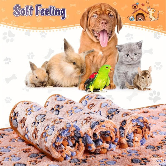 Warm & Soft Pet Blanket with Paw Print for Dogs, Cats, Guinea Pigs