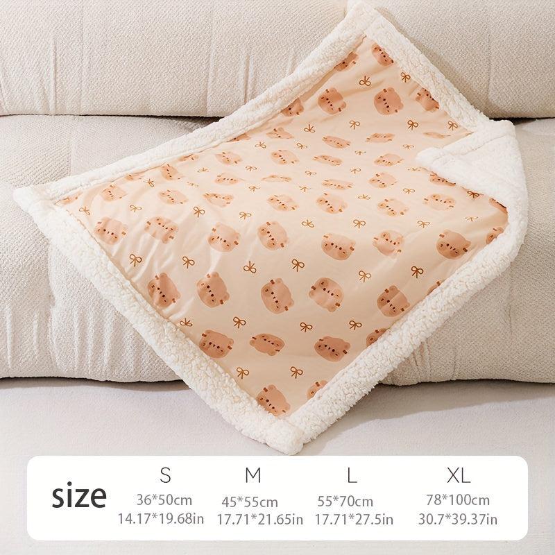 Cozy Velvet Pet Blanket with Bear Design