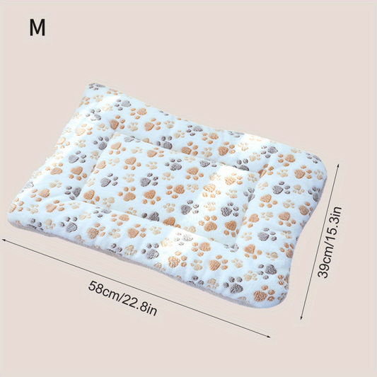 Cartoon Paw Print Pet Mat - Calming Indoor Cat Blanket