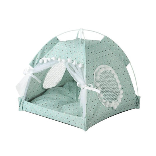 Flowers Printed Pet Tent Home Sand Indoor Folding Tent Portable Cat Bed
