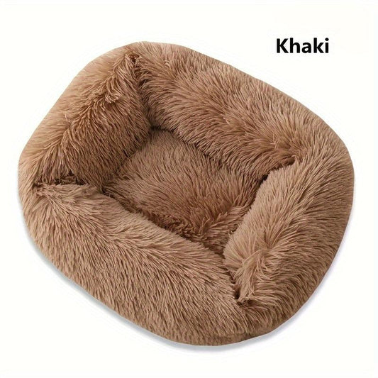 Long Plush Square Dog Bed for Little Medium Large Dog