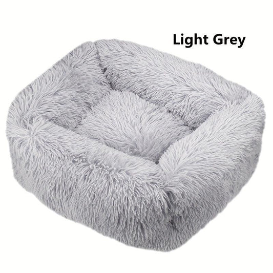 Long Plush Square Dog Bed for Little Medium Large Dog