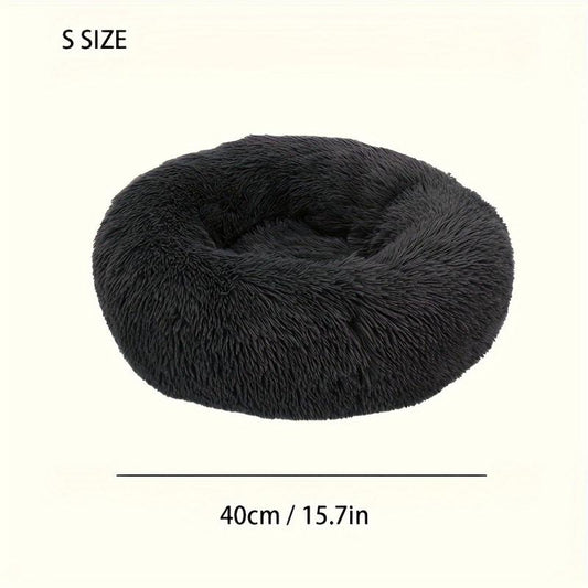 Plush Round Dog Bed Washable Plush Dog Cushion Warm Comfortable Pet Bed