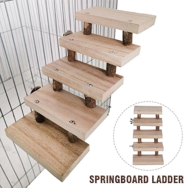 Wooden Hamster Parrot Ladder 5 Layers Climbing Stairs Toy