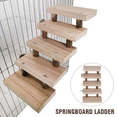 Wooden Hamster Parrot Ladder 5 Layers Climbing Stairs Toy