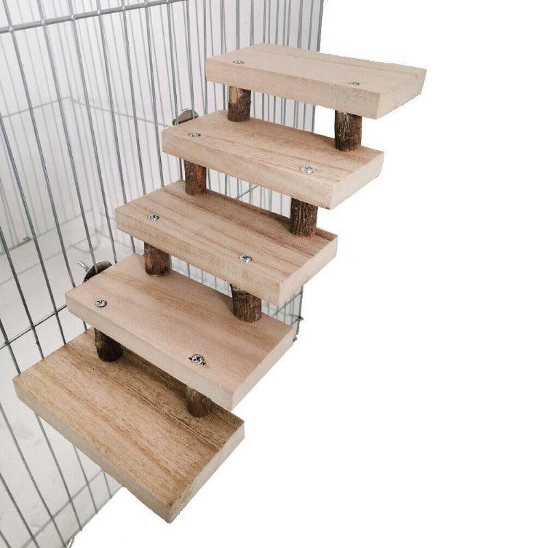 Wooden Hamster Parrot Ladder 5 Layers Climbing Stairs Toy