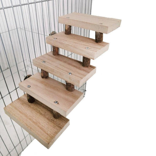 Wooden Hamster Parrot Ladder 5 Layers Climbing Stairs Toy