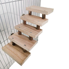 Wooden Hamster Parrot Ladder 5 Layers Climbing Stairs Toy