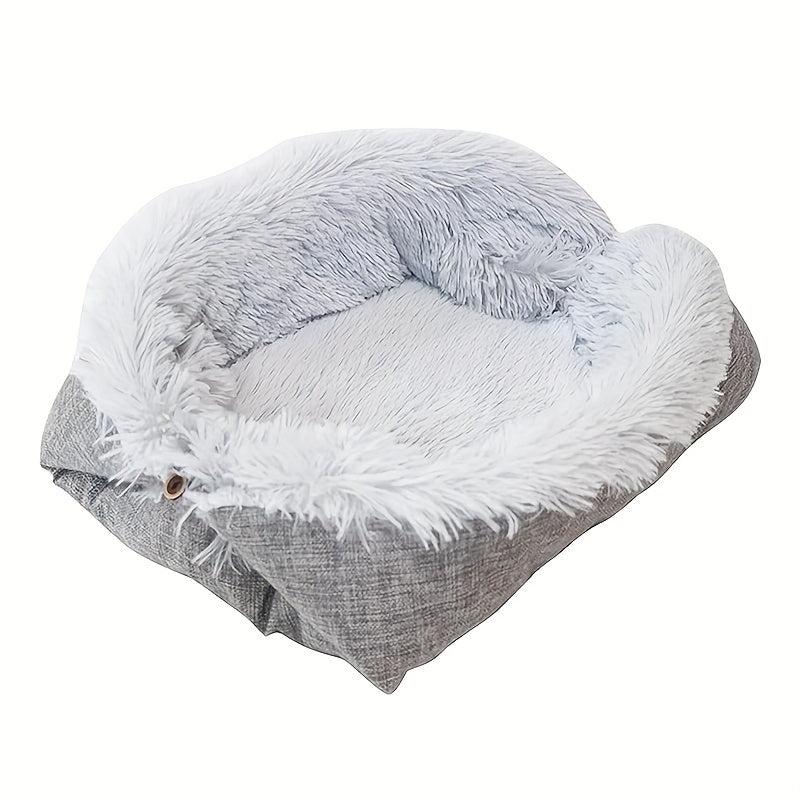 2-in-1 Reversible Plush Cat Bed Mat, Indoor Cat Cushion Pad