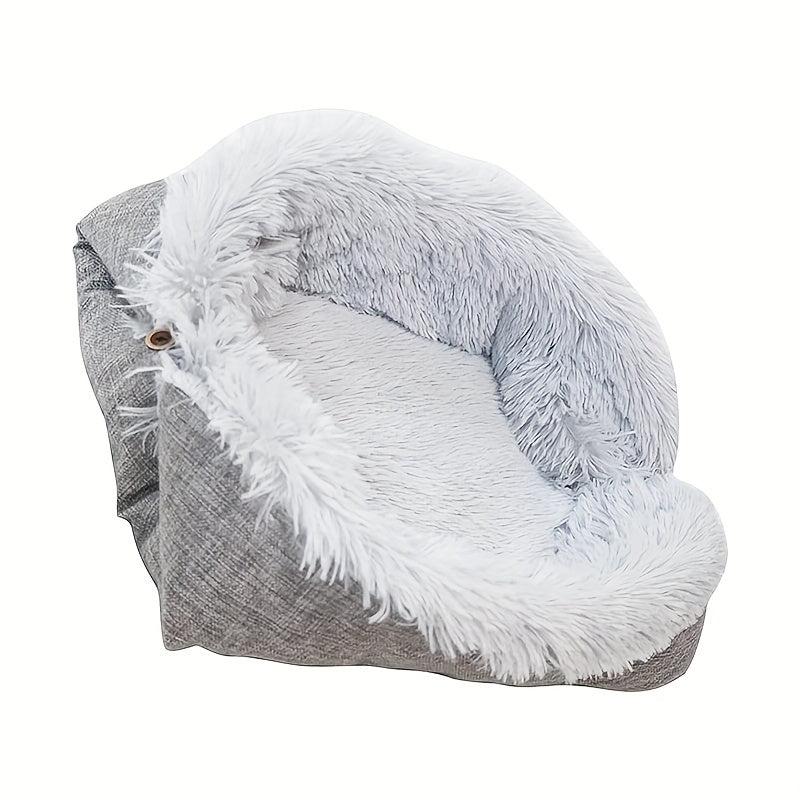 2-in-1 Reversible Plush Cat Bed Mat, Indoor Cat Cushion Pad