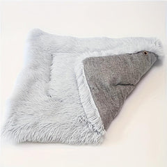 2-in-1 Reversible Plush Cat Bed Mat, Indoor Cat Cushion Pad