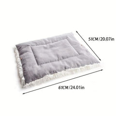 2-in-1 Reversible Plush Cat Bed Mat, Indoor Cat Cushion Pad