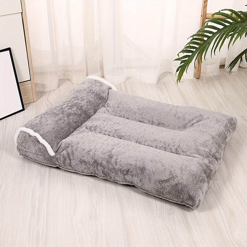 Plush Dog Bed Nest with Pillow - Cozy Pet Sleeping Pad