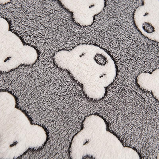 Coral Cartoon Bear Pet Blanket for Small Cats & Dogs