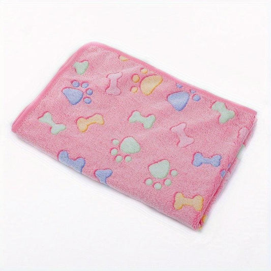 Cartoon Bone Print Pet Blanket Soft Warm Cat Blanket