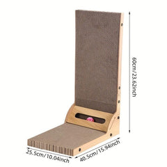 L-shaped Vertical Cat Scratching Board with Bell Ball