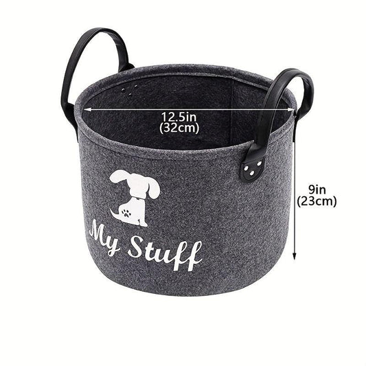 Felt Pet Baskets Cat Toy Basket With Wooden Handle