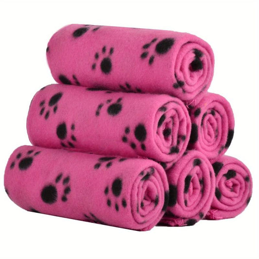 6 Pack Warm Paw Print Dog Blanket Bed Covers