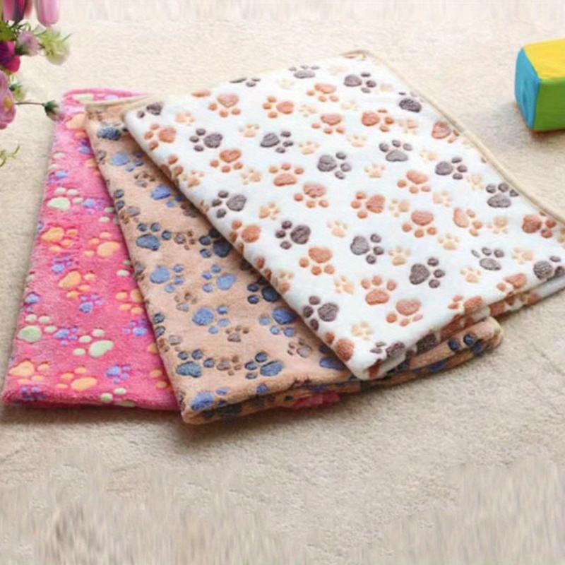 Colorful Paw Printed Fleece Blanket Bed Cushion for Pets