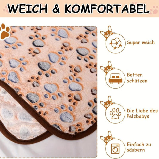 3pcs Soft and Warm Coral Fleece Pet Blankets with Paw Pattern