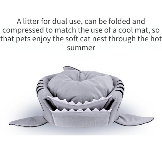 Shark-Shaped Pet Bed Cozy and Soft Cave for Cats and Dogs