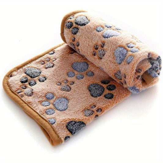 Dog Paw Footprint Pattern Coral Fleece Pet Blanket
