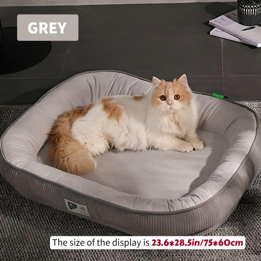 Cozy Oval Cat Sofa Bed Raised Edge Neck Support Plush Cover