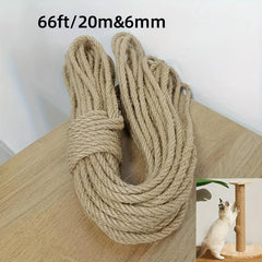 4 Layer Natural Hemp Rope Sisal Cat Claw Pole Replacement Rope 6mm 66ft
