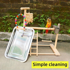 Wood Bird Playground Parrot Perch Play Gym Playpen Perches Ladder Swing Toy